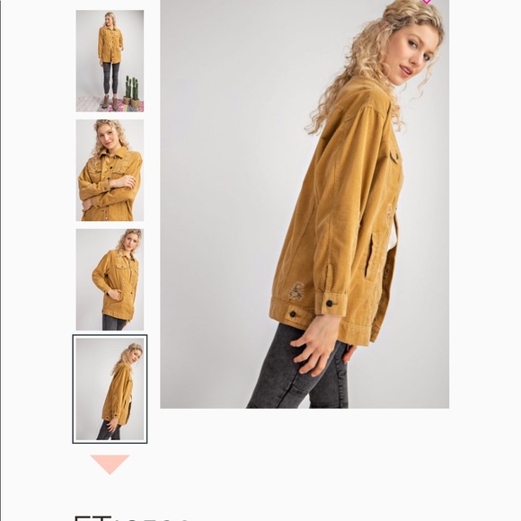 New! CAMEL DISTRESSED DENIM JACKET - Picture 5 of 6